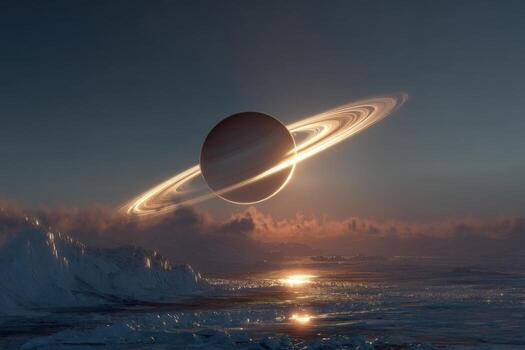 An image of saturn with a ring around it photo