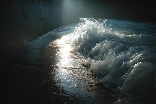 A wave is crashing into the water photo