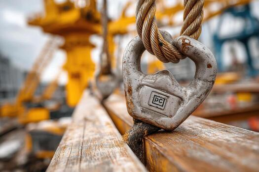 A close up of a rope and a lock on a construction site photo