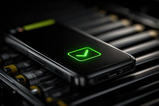 A smartphone with a green check mark on it photo
