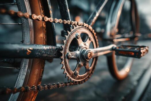 Close up of bicycle chain and gears photo