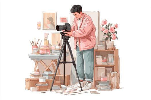 A man is taking a photo with a camera