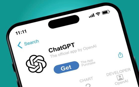 Chatgpt official app, Get the app Purchase on the phone screen Openai interface screen, artificial intelligence vector