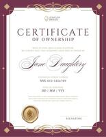 Ownership Classic Certificate template