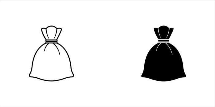 Trash bag outline icon collection or set. Trash bag Thin line art, illustration on a white background. vector