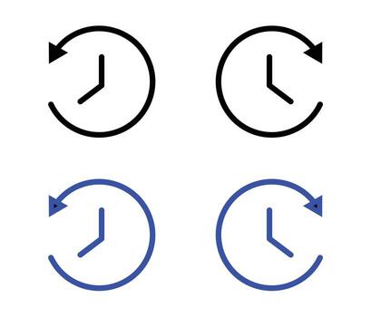 time management symbol, clockwise arrow and anticlockwise arrow with time icon on it vector