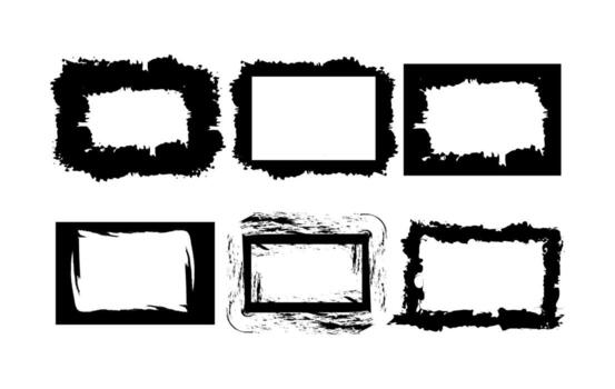 Abstract brush stroke frames in rectangular shapes, suitable for digital art, creative layouts, and print designs. vector