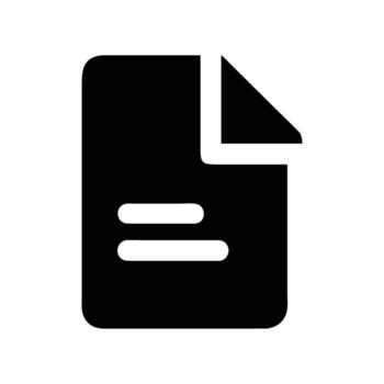 Simple black file document icon with folded corner and text lines vector