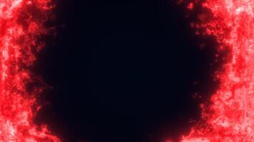 Abstract red glowing border forming a dynamic, sci-fi frame with dark center and textured energy particles video