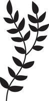 Leaves Branch Silhouette Flat Illustration Hand Drawn Icon vector