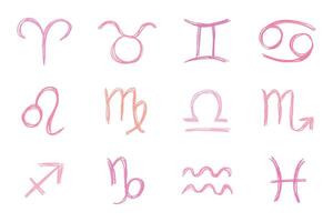 Horoscope Hand drawn zodiac signs Esoteric symbol doodle set Astrology clipart Elements for design vector