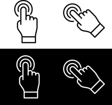 mano hacer clic icono conjunto línea estilo toque pantalla gesto puntero cursor dedo ratón prensa empujar negro ilustración para aplicaciones sitio web vector