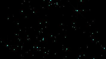 looping animering av lysande kricka partiklar försiktigt faller mot en svart bakgrund idealisk för magisk, sci-fi, eller abstrakt bilder. video