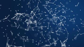 flytande digital nätverk av knutpunkter och rader på blå bakgrund, minimalistisk tech animering video