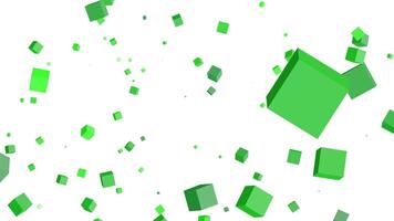 looping animering av ljus grön 3d kuber flytande i Plats på en rena vit bakgrund, idealisk för tech eller modern bilder. video