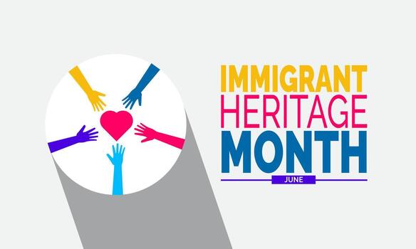 Immigrant Heritage Month tribute template, honoring multiculturalism and unity, perfect for flyers and event invitations vector