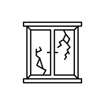Broken Window Minimalistic Thin Outline Icon for Web and Graphic Design, Apps, Banners, Social Network and Cards vector
