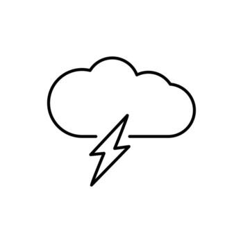 relámpago debajo nube minimalista línea icono para web y gráfico diseño, aplicaciones, pancartas, social red y tarjetas vector