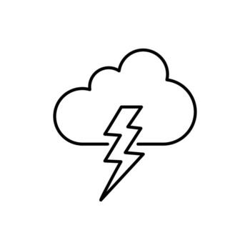 relámpago debajo nube minimalista contorno icono para web y gráfico diseño, aplicaciones, pancartas, social red y tarjetas vector