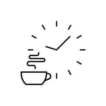 Coffee Time Outline Linear Sign for Graphic and Web Design, Apps, Adverts, Various Cards vector