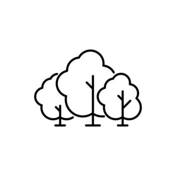 arboles en bosque minimalista contorno icono para web y gráfico diseño, aplicaciones, pancartas, social red y tarjetas vector