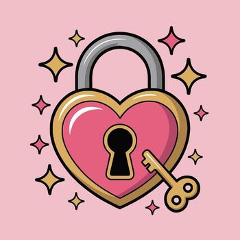 A heart shaped lock with a key inside vector