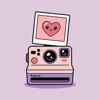 Polaroid camera with a heart on it vector