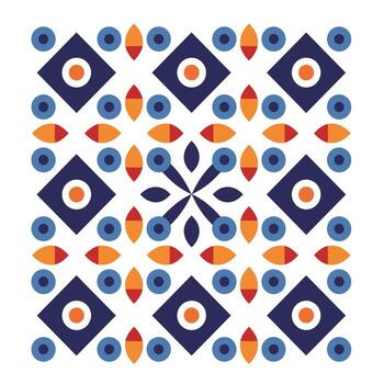 Colorful Swedish Dala geometric grid art design with vibrant shapes and patterns vector