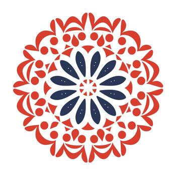 Geometric grid art inspired by Swedish dala design with vibrant colors and intricate patterns vector