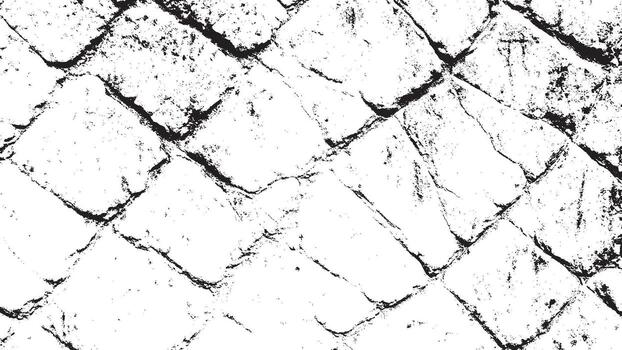 Monochrome Abstract Grunge Texture with Rhomboid Grid Pattern vector