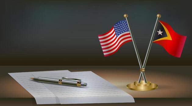 Flags on a table with a pen vector