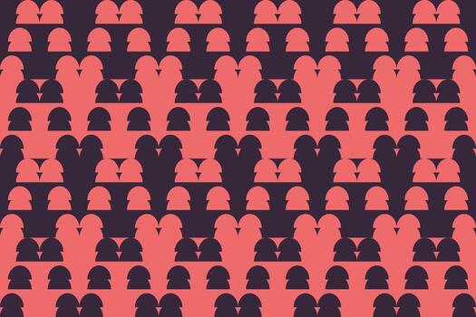 A pattern of black and pink shapes on a red background vector