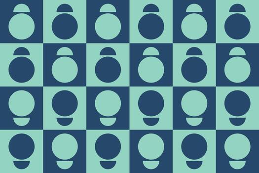 A pattern with circles and squares on a blue background vector