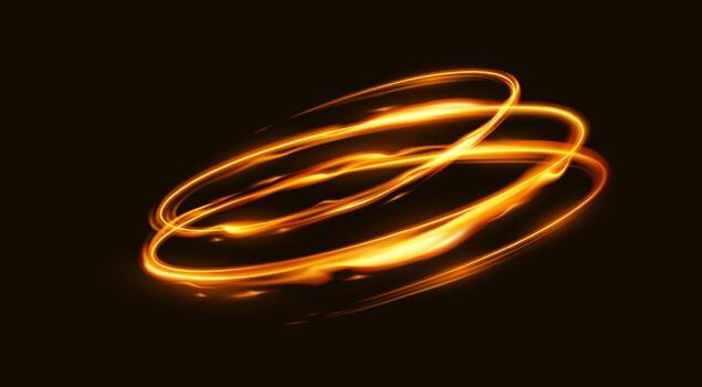 Vibrant glowing orange light trails in dynamic motion on a dark background. Abstract design showcasing energy and motion. Ideal for digital art and backgrounds. vector