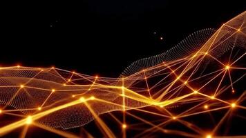 dynamique abstrait Contexte avec une doré, embrasé la grille réseau palpitant et écoulement video