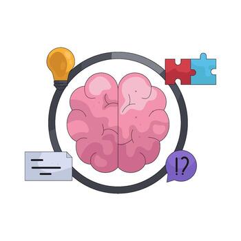Brain with Idea and Problem Solving Illustration vector