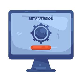 Illustration of Beta Version on a Computer vector