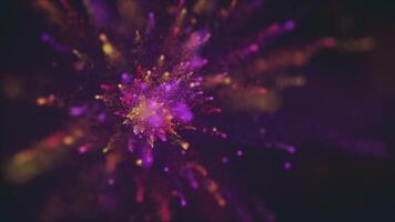 Vibrant colorful abstract background with an explosion of multicolored particles flowing towards the camera. Full HD and looping particle animation. video