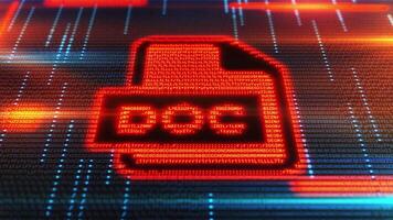 digital dokumentera ikon framväxande från en ström av dator koda video