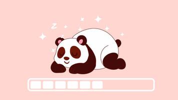 tecknad serie panda vilar med framsteg bar slinga animering video