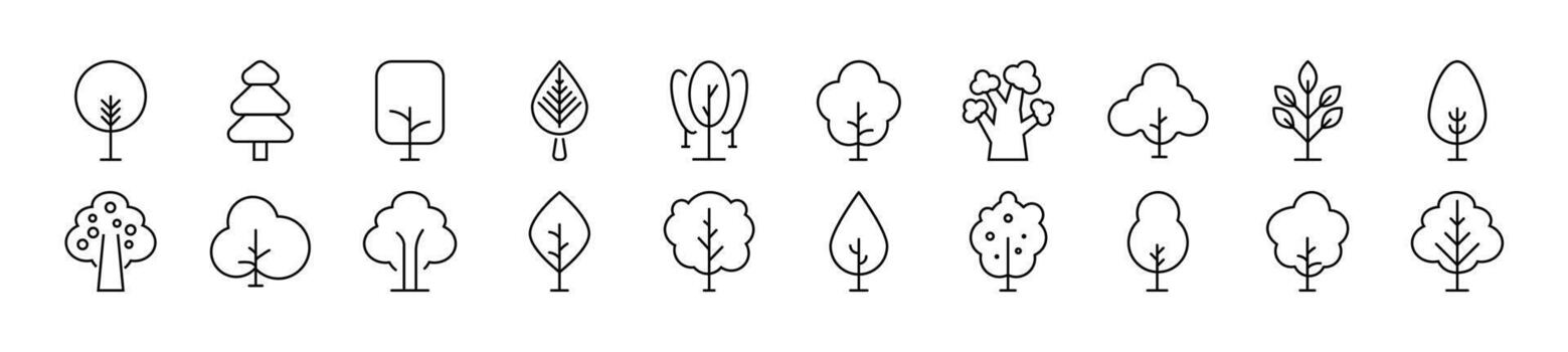 Pack of Simple Icons of Tree. Editable stroke. Linear symbol for web sites, newspapers, articles book vector