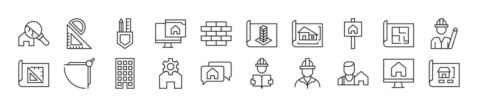 Collection of line icons of building. Editable stroke. Simple linear illustration for web sites, newspapers, articles book vector