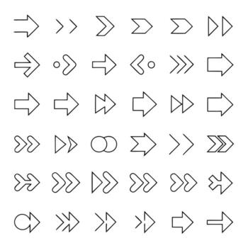 colección de varios flecha formas aislado en blanco antecedentes vector