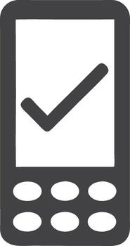 Mobile phone icon with a checkmark isolated on white background vector