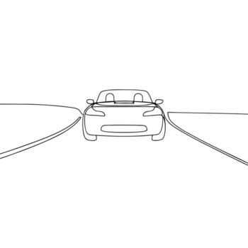 Front view of a convertible car with headlights on, isolated on white background vector