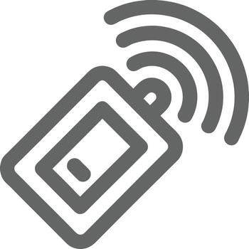 Wireless tag icon emitting signal waves, isolated on white background vector