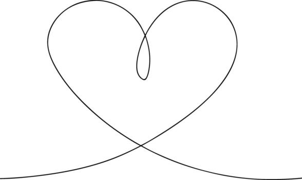 Simple continuous line heart graphic isolated on white background vector