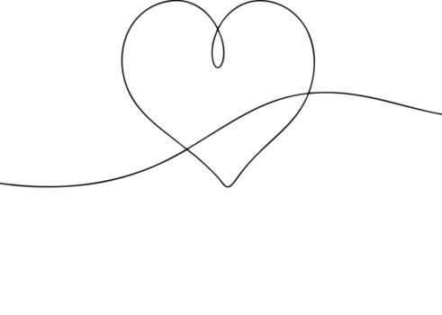 Single heart with flowing line, isolated on white background vector