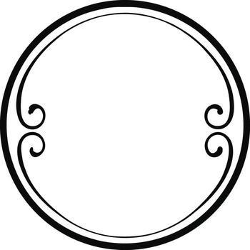 Ornate circular frame with swirls isolated on white background vector