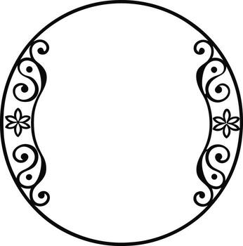 Circular decorative frame with ornate side elements isolated on white background vector